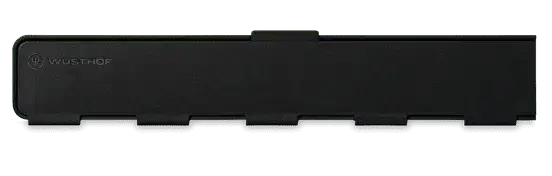 Black Wüsthof knife sheath on a white background