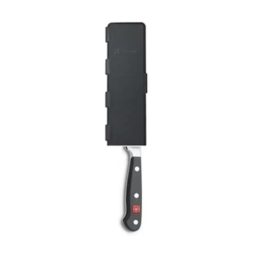 Knife with a black sheath on a white background