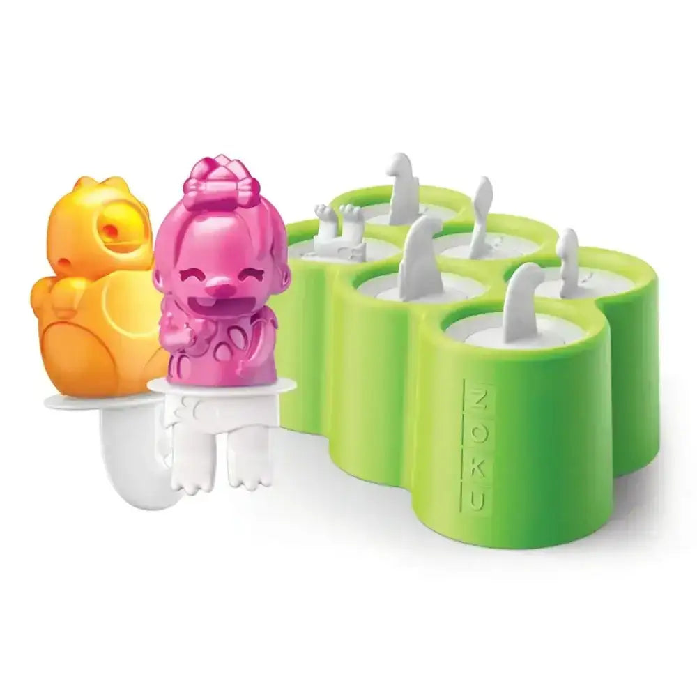 Zoku ice pop maker with colorful molds on a white background