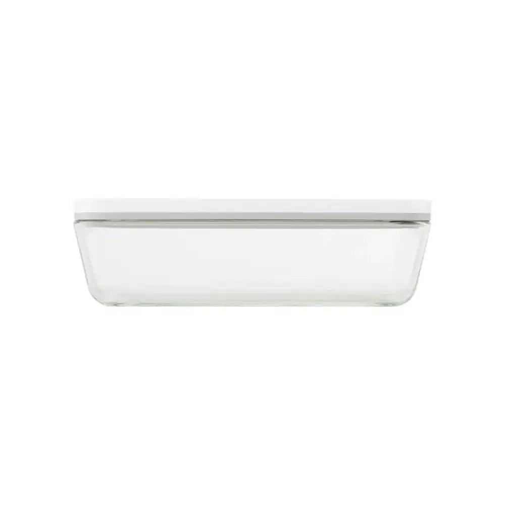 White rectangular container with a lid on a white background