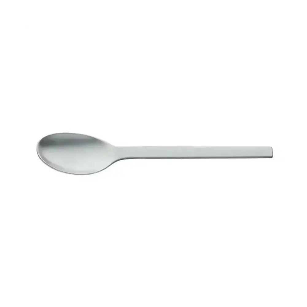 Silver spoon on a white background