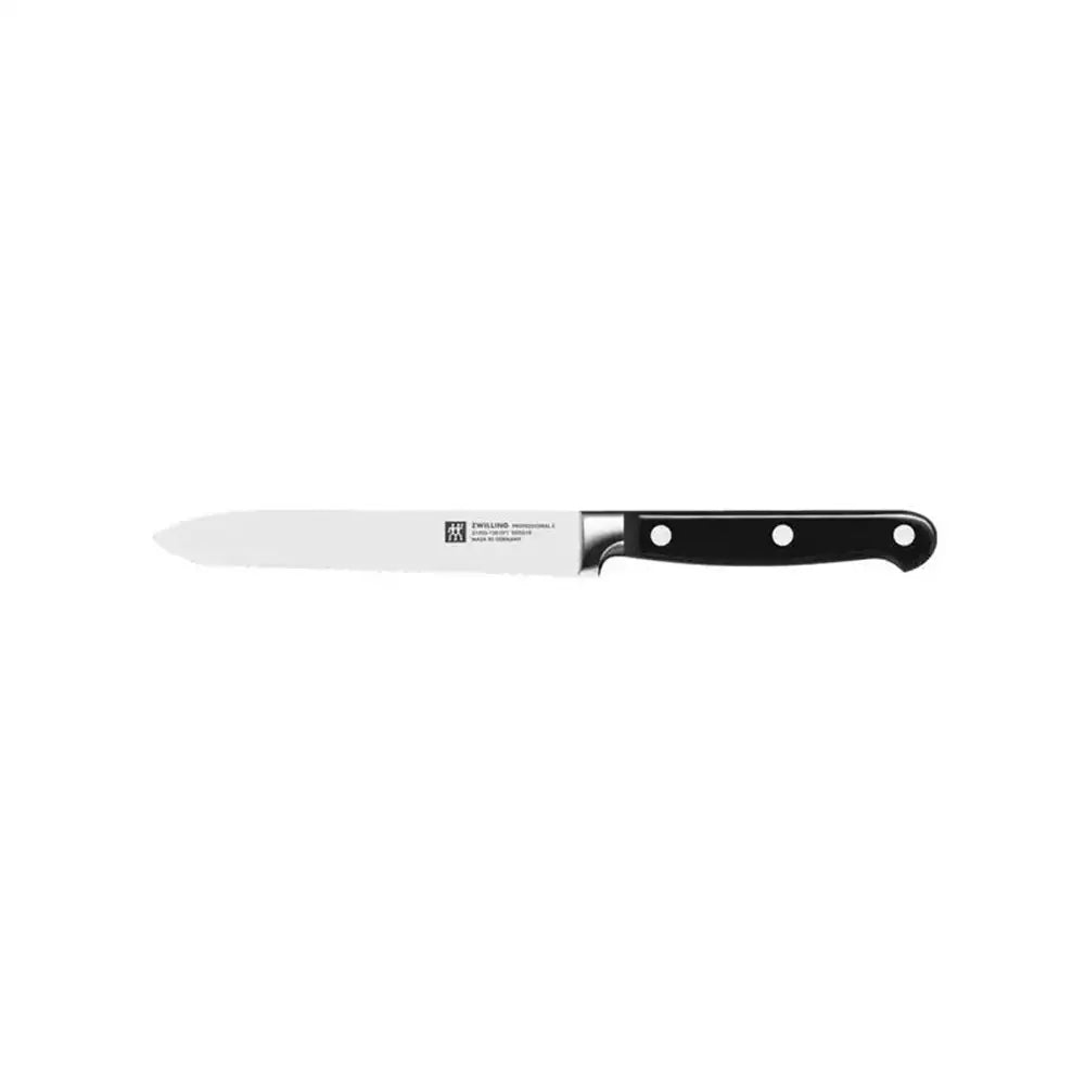 Knife with a black handle on a white background