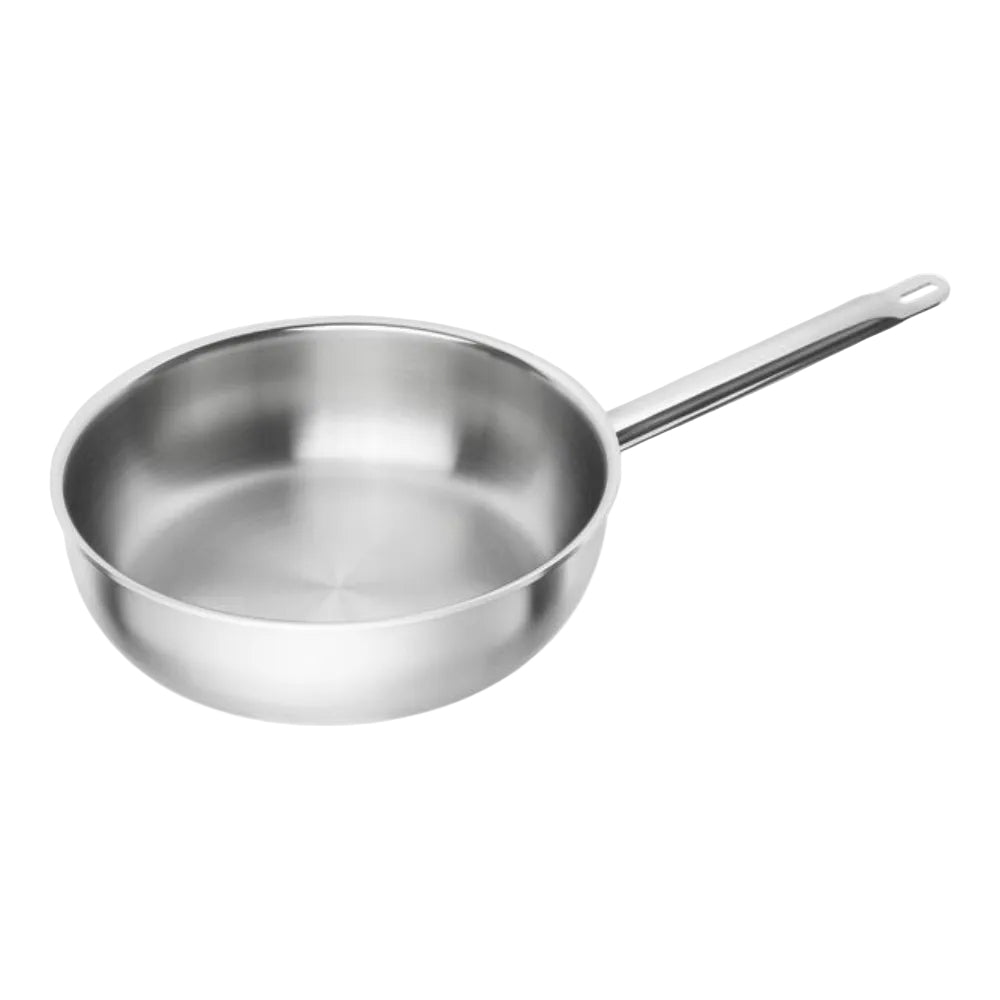 Zwilling stainless steel frying pan on a white background