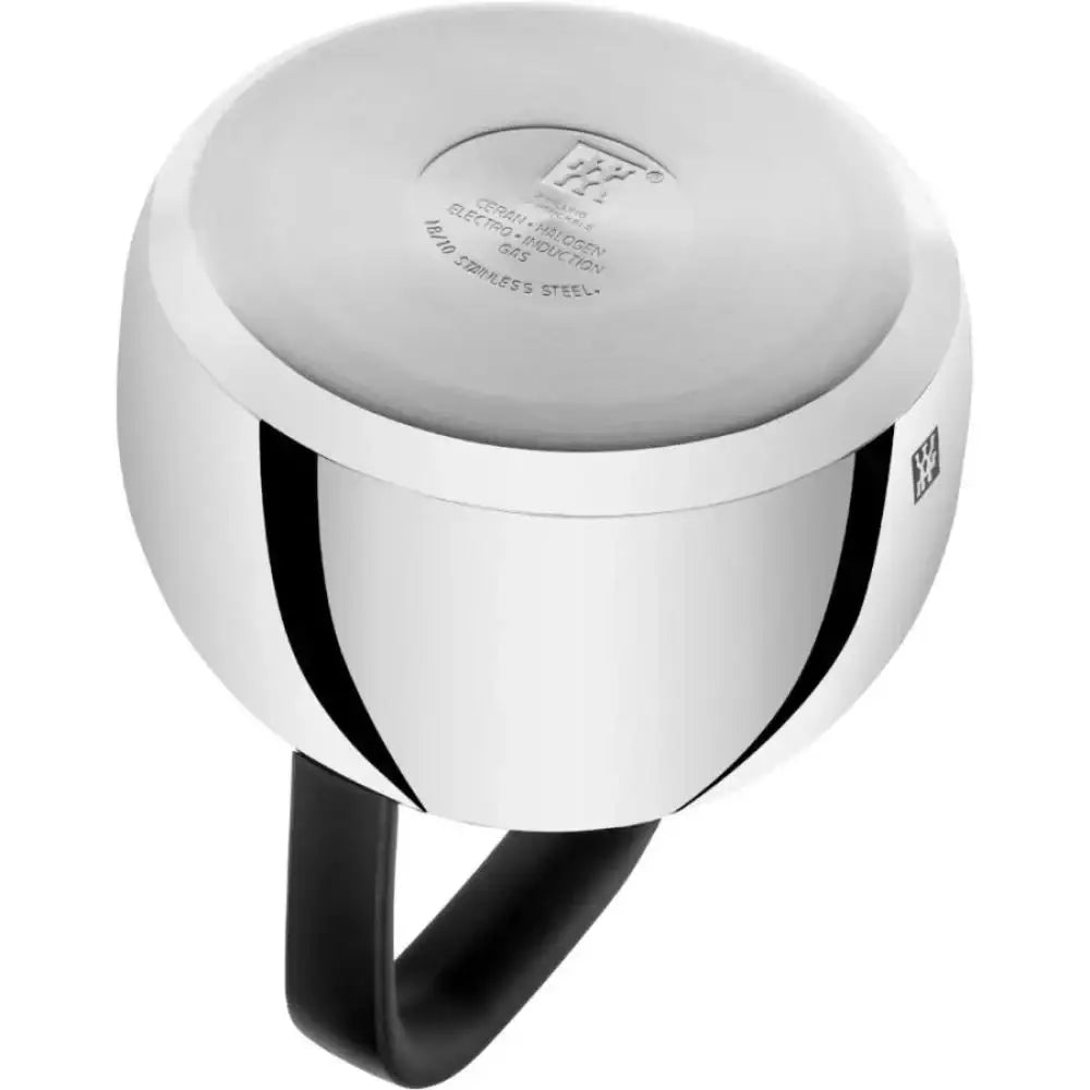 Silver ring with black band on a white background