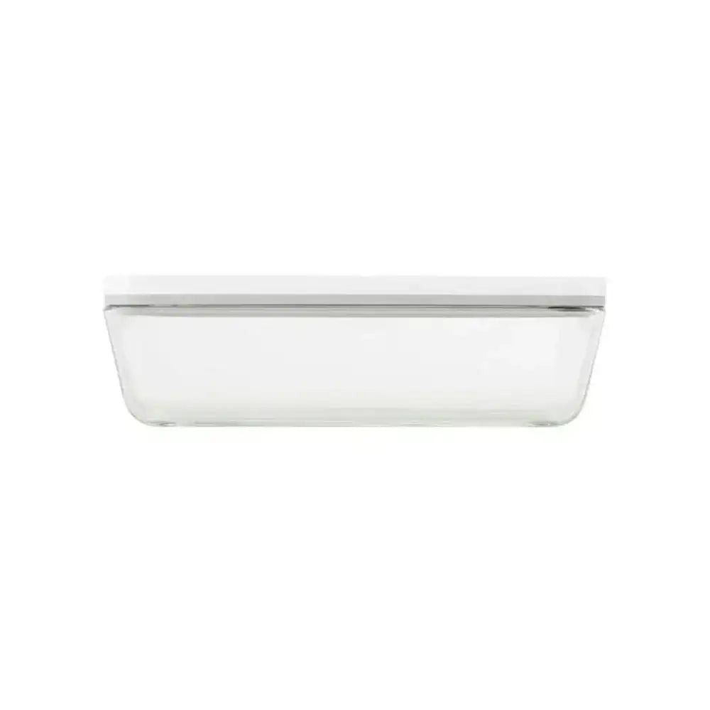 Rectangular white container with a lid on a white background