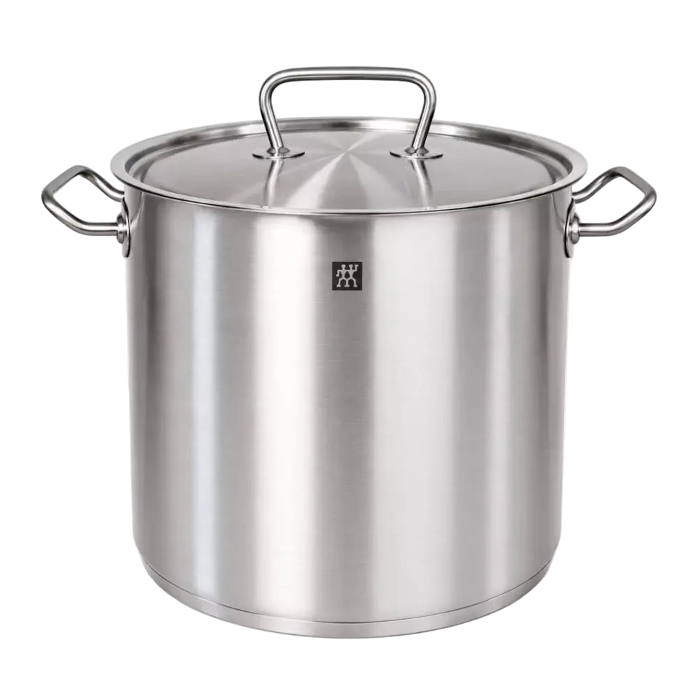 Stainless steel zwilling 11.0L stock pot on a white background