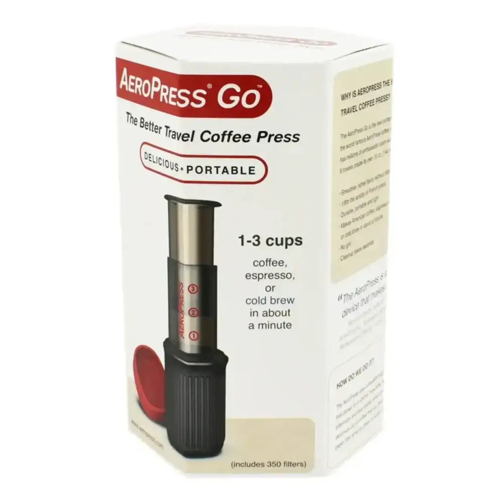 Aeropress Go packaging on a white background