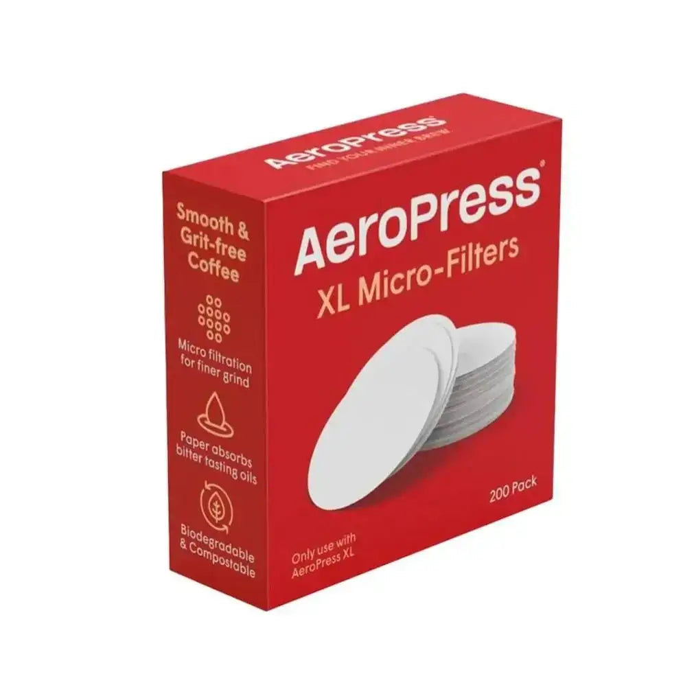 Box of Aeropress XL Micro-Filters on a white background