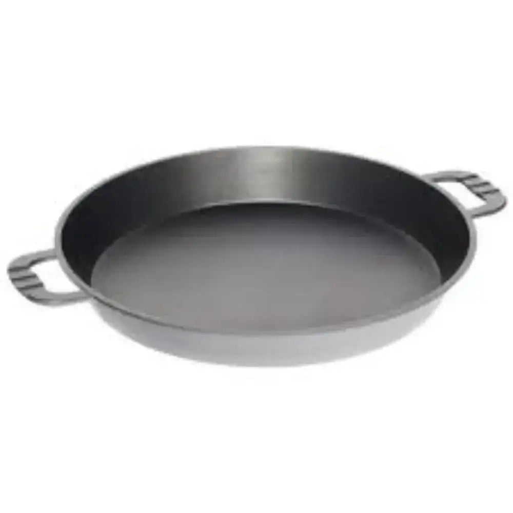 Large black metal pan with side handles, premium kitchenware from Cookin Stores