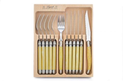 Laguiole by Andre Verdier Horn Steak Knife & Fork Set 12pc
