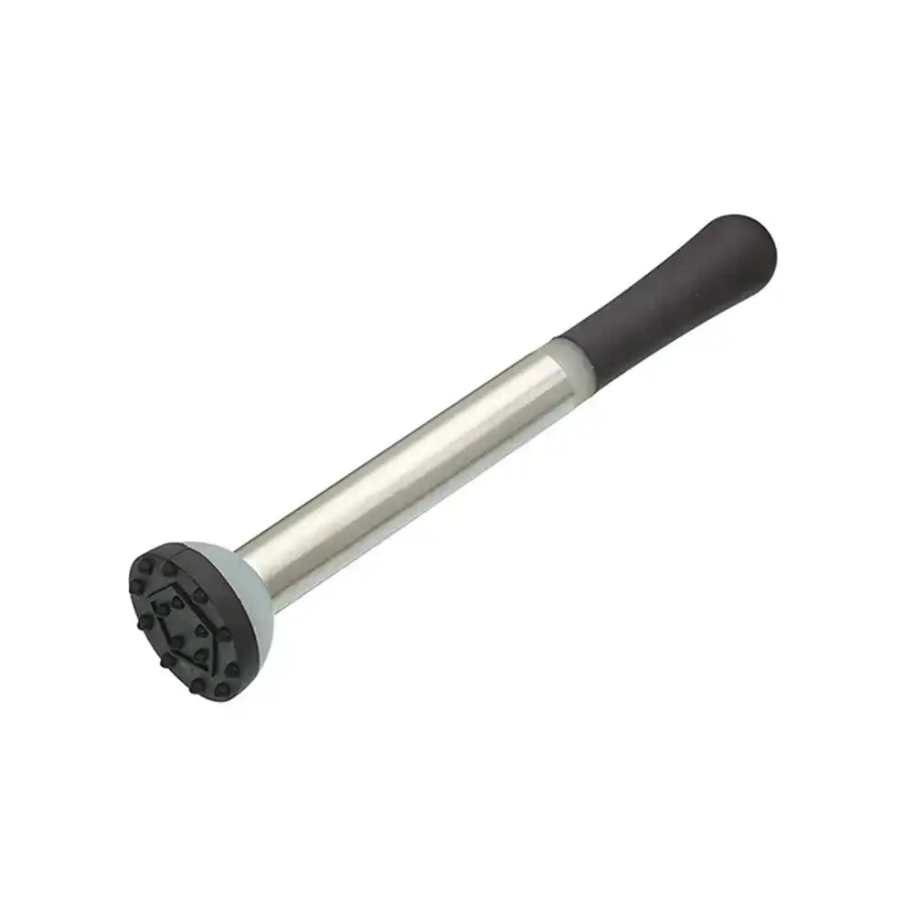 Metal rod with black handle on a white background