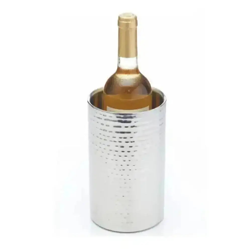 Hammered finish stainless steel wine cooler with a wine bottle, premium kitchenware at Cookin Stores
