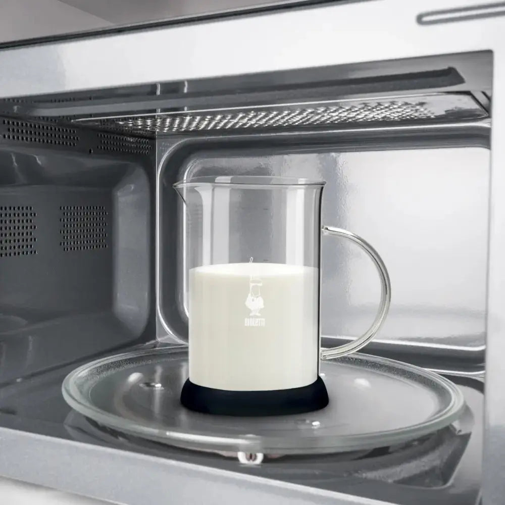 Milk frother in a microwave oven