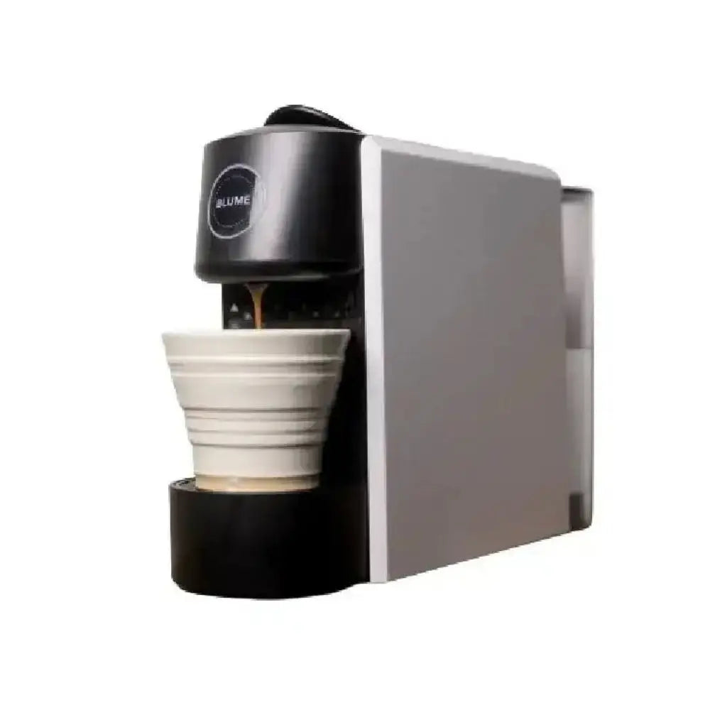 White Blume capsule coffee machine with ceramic cup, premium kitchenware at Cookin Stores