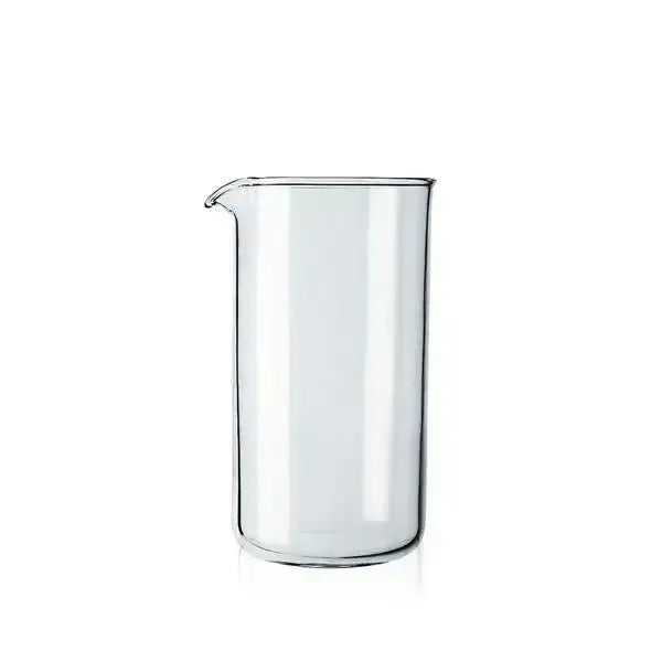 Clear glass beaker on a white background
