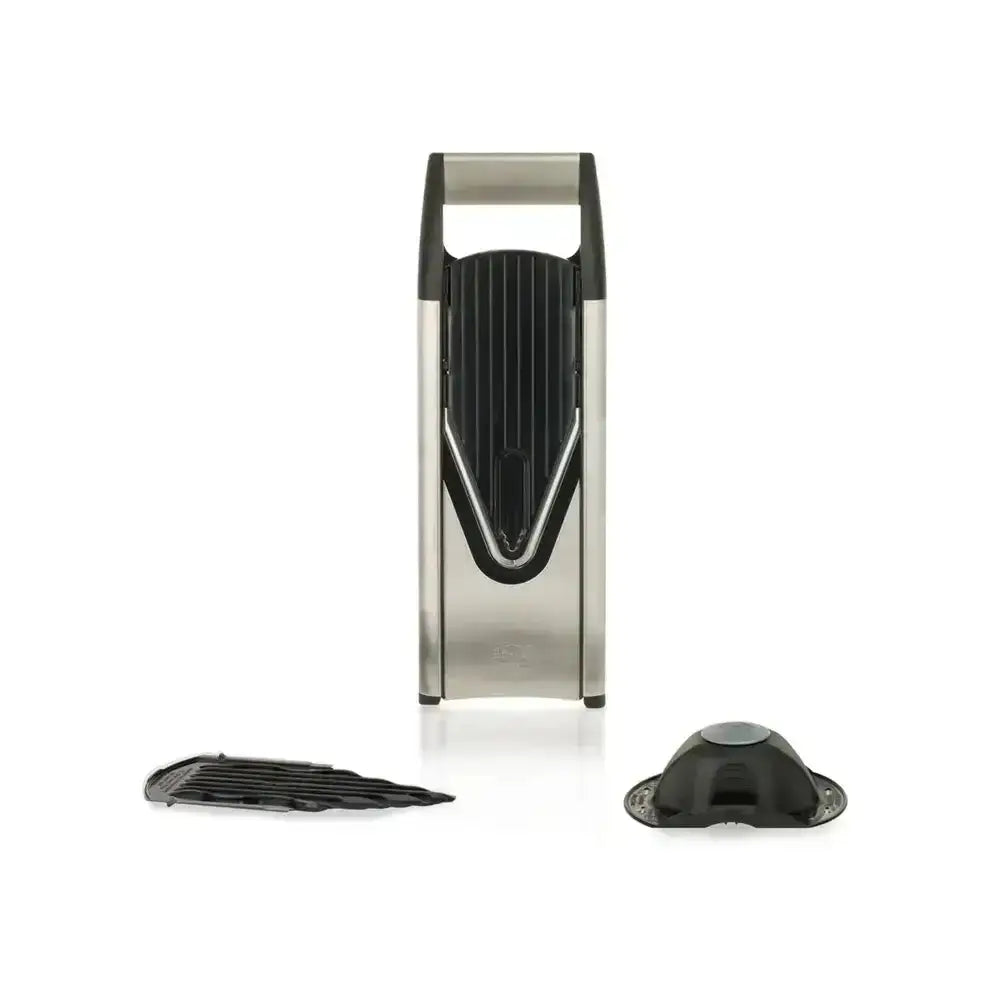 Stainless steel and black plastic borner v6 exclusiveLine basic mandolin slicer with interchangeable blades