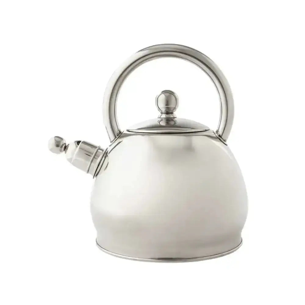 Silver tea kettle on a white background