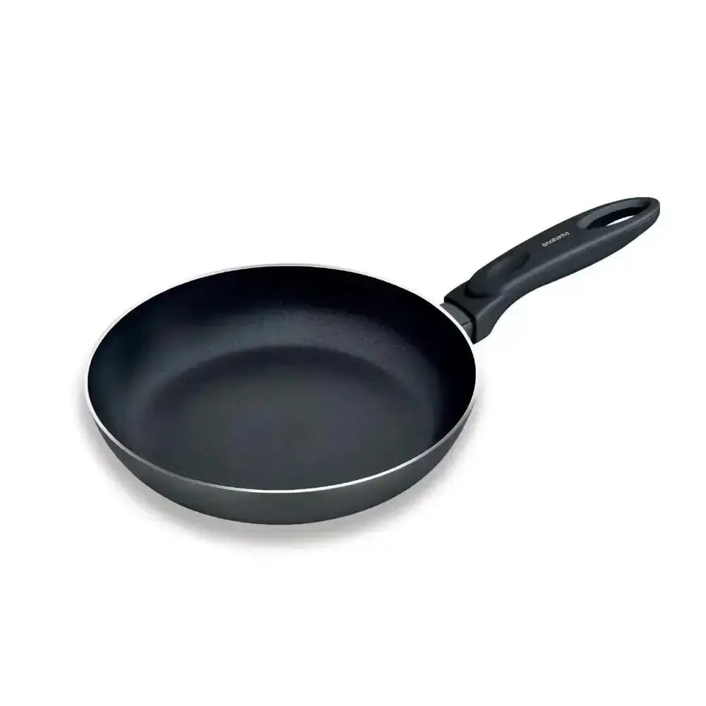 Black frying pan on a white background
