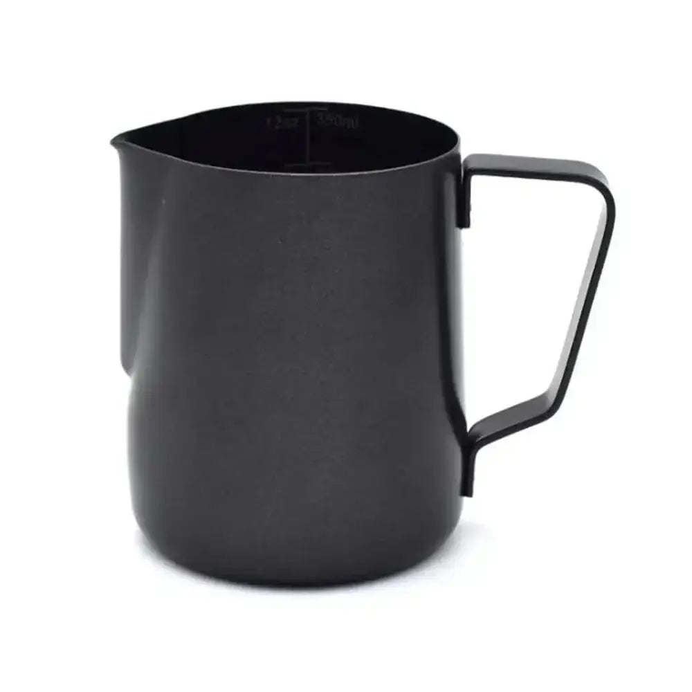 Black pour over coffee jug with handle, 600ml capacity, minimalist design
