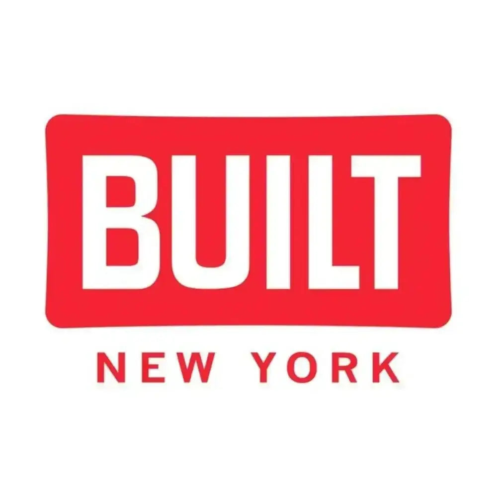 Logo of Built New York with red and white colors on a white background