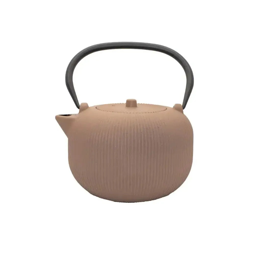 Brown textured teapot on a white background