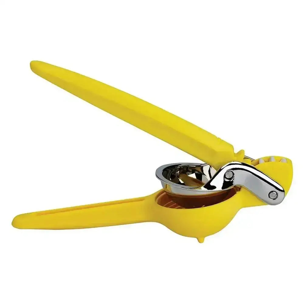 Yellow lemon squeezer on a white background