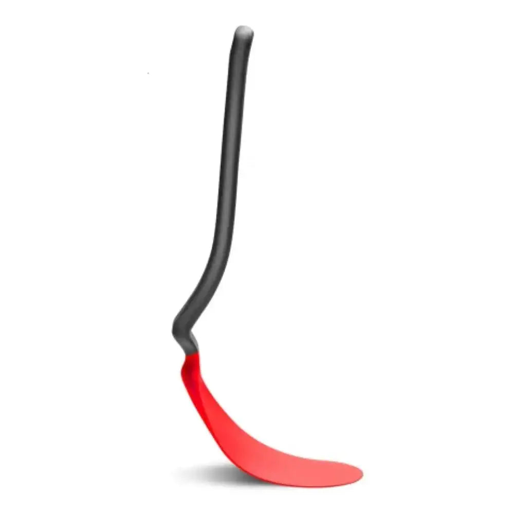 Red and gray spoon on a white background