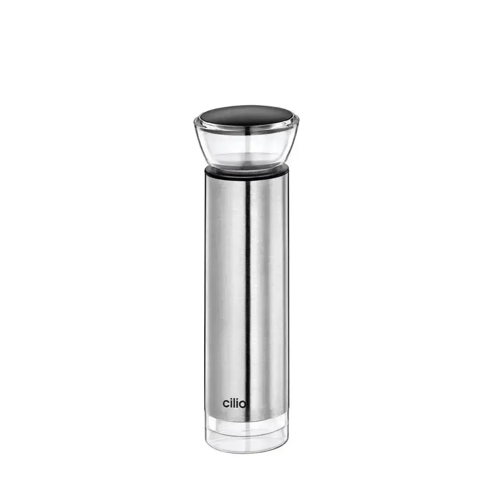 Silver and black wine vacuum pump on a white background