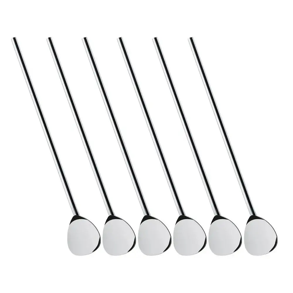 Set of 6 stainless steel cocktail spoons with straw, premium kitchenware at Cookin Stores