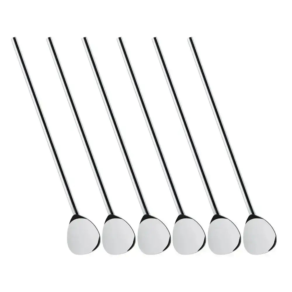 Set of 6 stainless steel cocktail spoons with straw, premium kitchenware at Cookin Stores