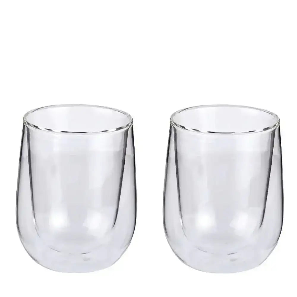 Set of two Cilio double-walled coffee glasses, clear, 150ml, on white background