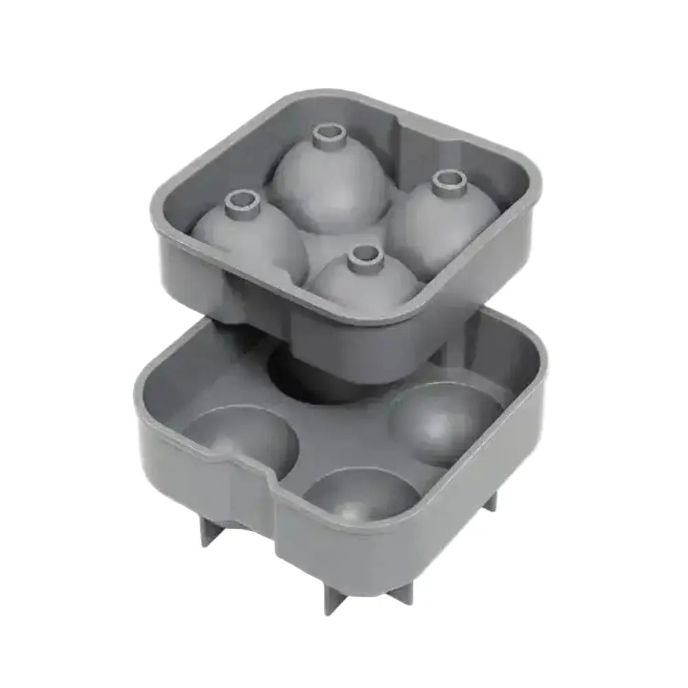 Gray silicone ice ball mold kitchenware from Cookin Stores, shown open on white background