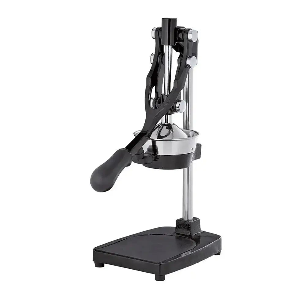 Cilio professional pomegranate and citrus press is a black and chrome manual juicer with a sturdy base and lever handle