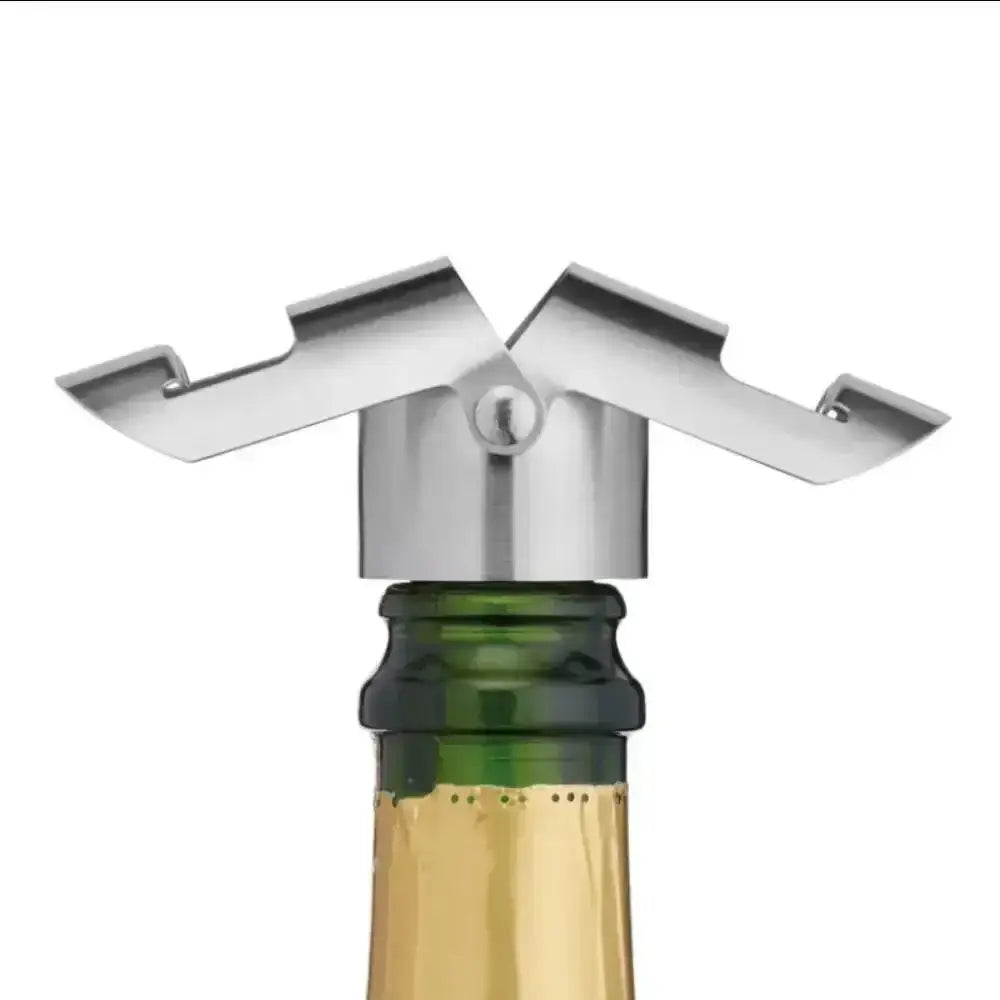 Cilio stainless steel champagne stopper sealing a bottle, premium kitchenware at Cookin Stores