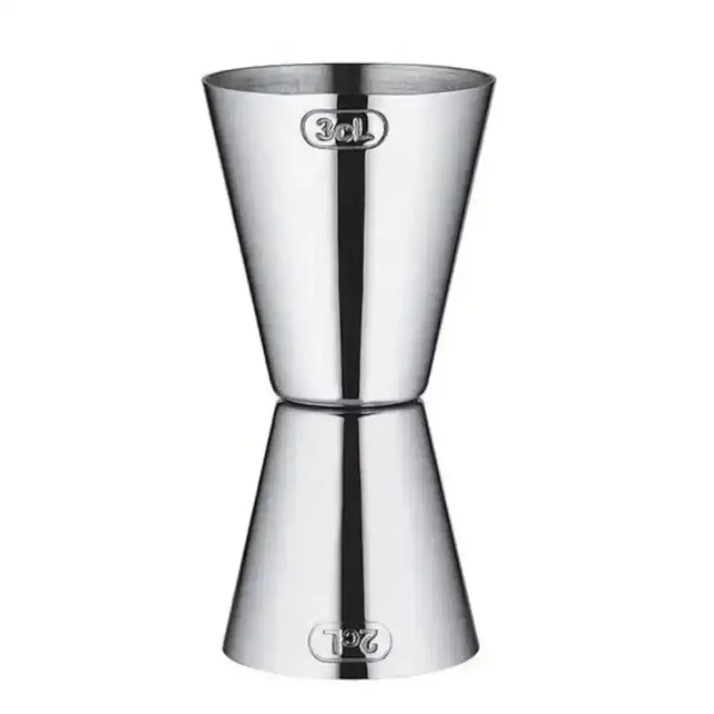 Silver jigger on a white background