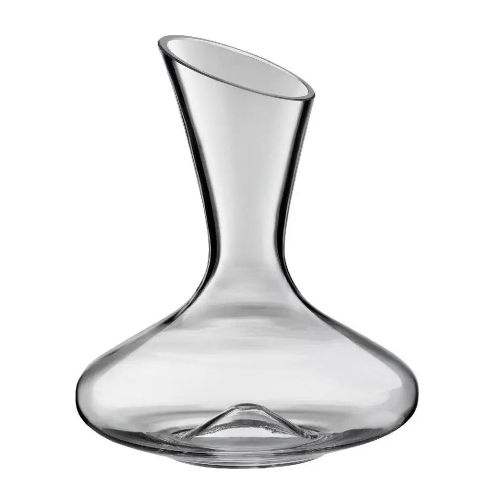 Clear glass decanter on a white background