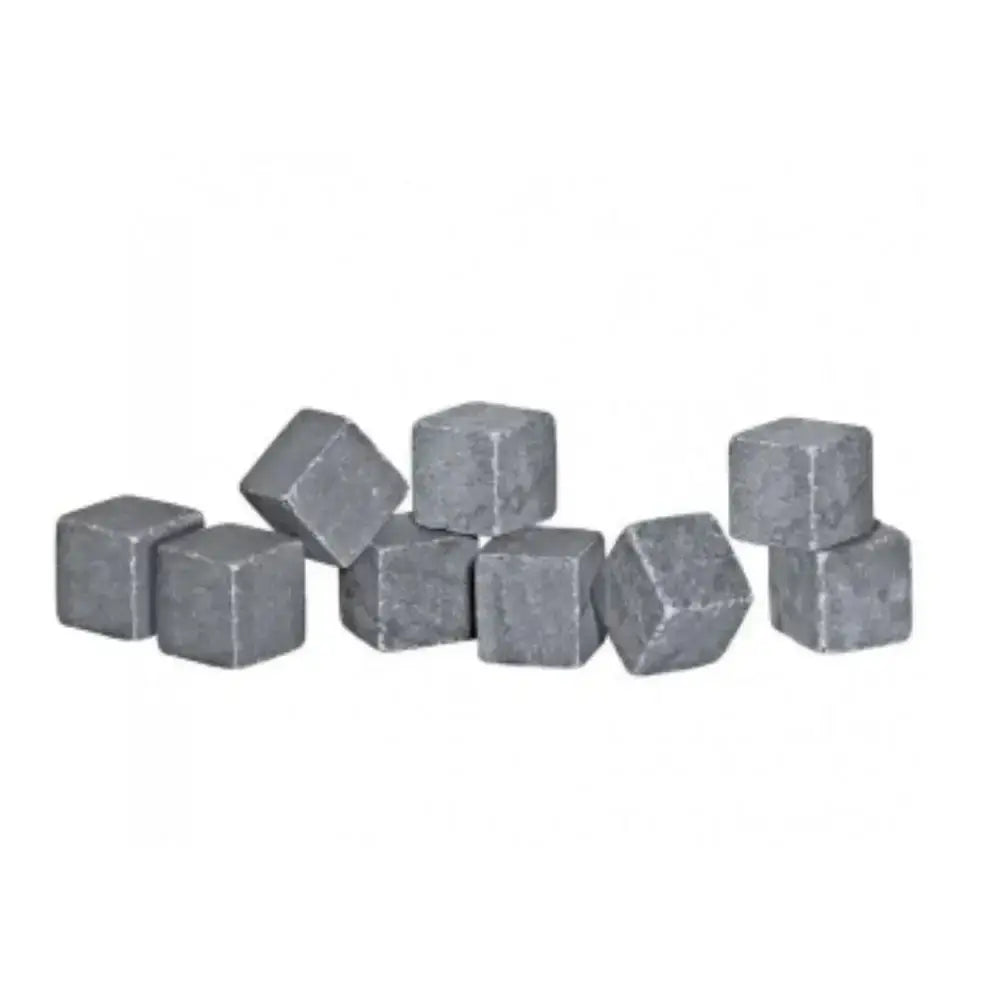 Set of small granite cubes on a white background