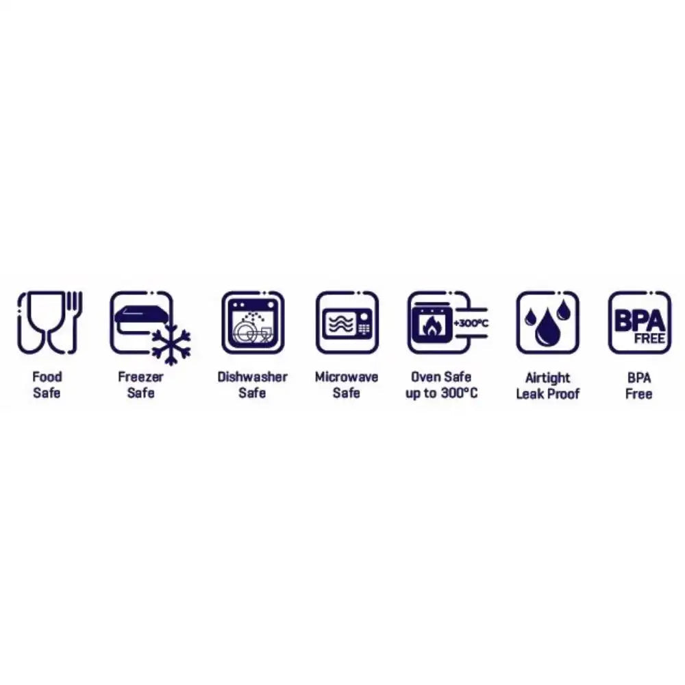 Set of icons indicating safety features on a white background