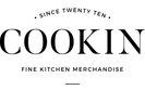 Cookin logo with 'Since Twenty Ten' and 'Fine Kitchen Merchandise' text in black on white background