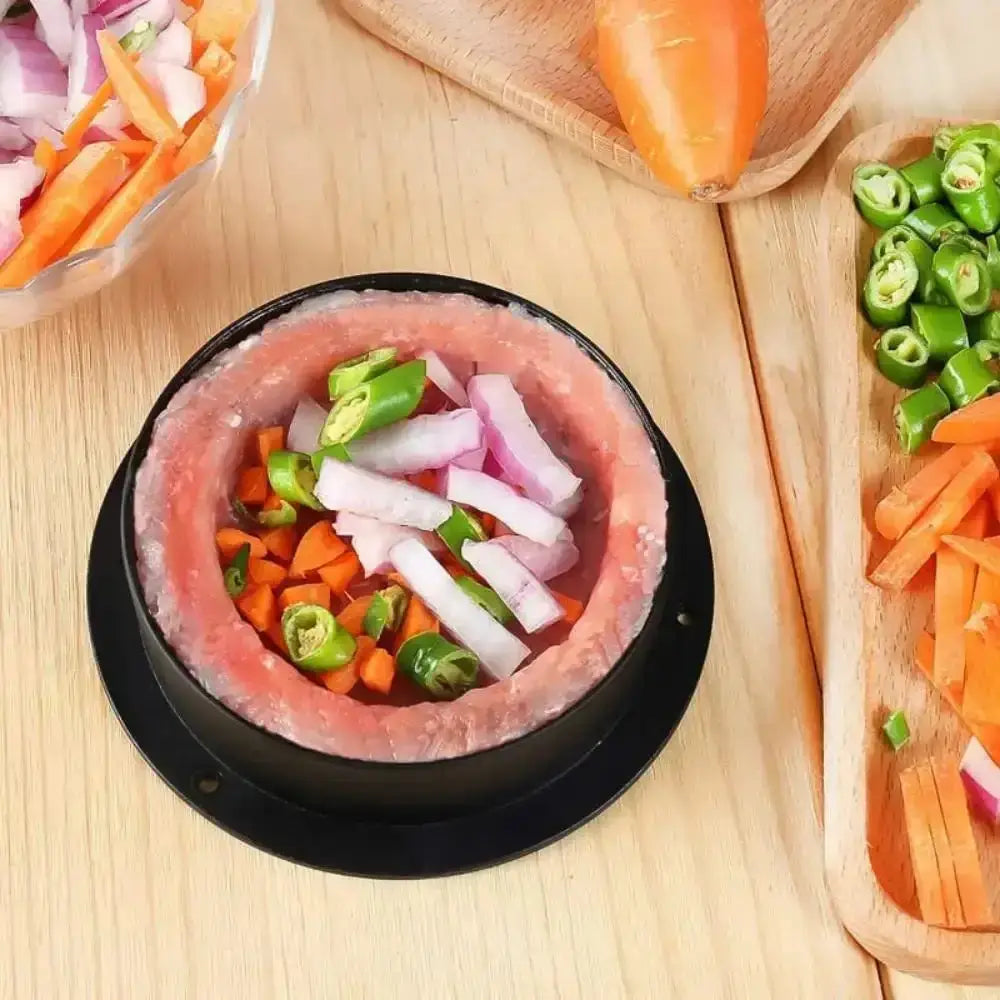 Prepared meat dish with vegetables on a wooden surface
