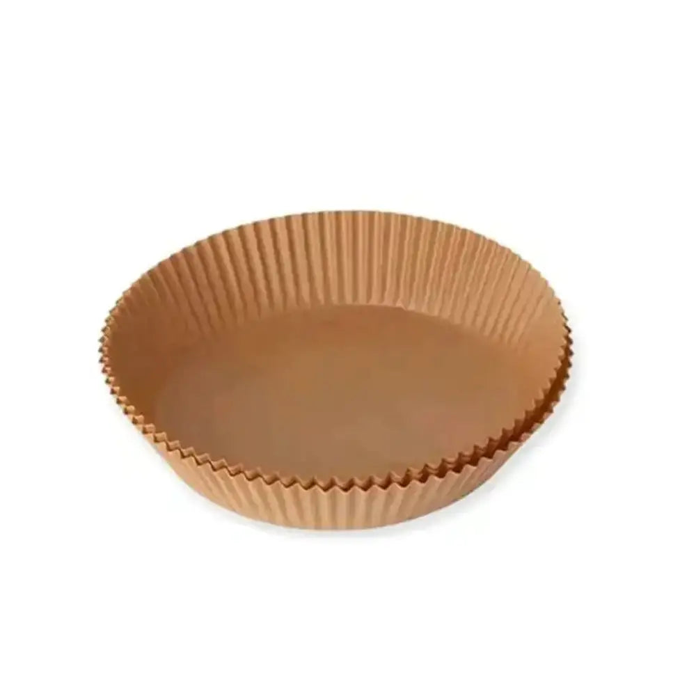 Copper-colored pie dish on a white background
