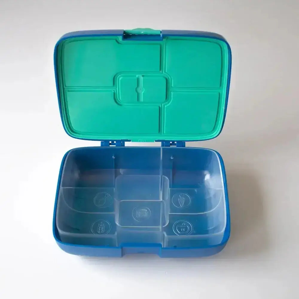 Blue and green classic lunchbox with divided compartments, kitchenware at Cookin Stores