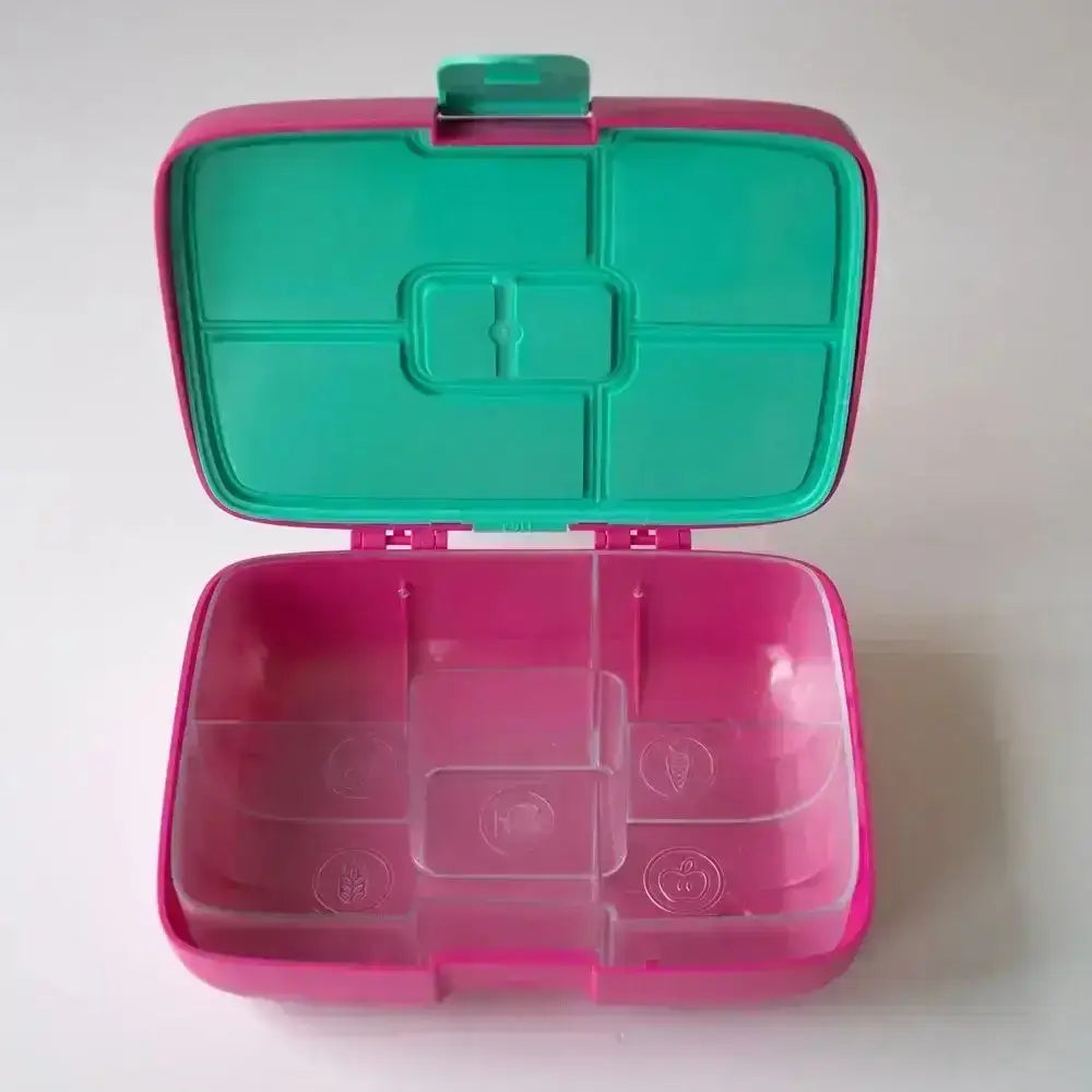 Open pink and green bento lunchbox with compartments, premium kitchenware from Cookin Stores