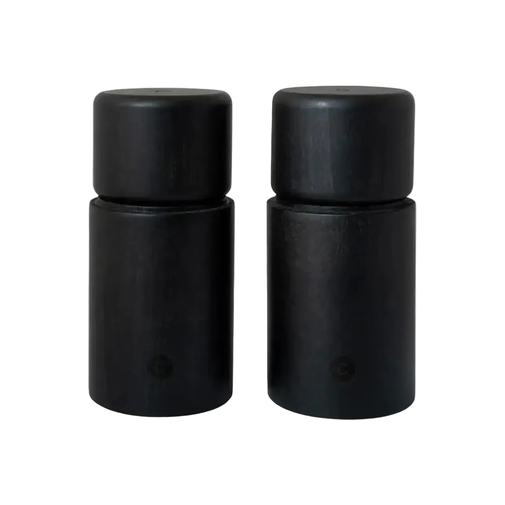 CrushGrind Bergen beechwood salt and pepper grinder set, matte black, from Cookin Stores