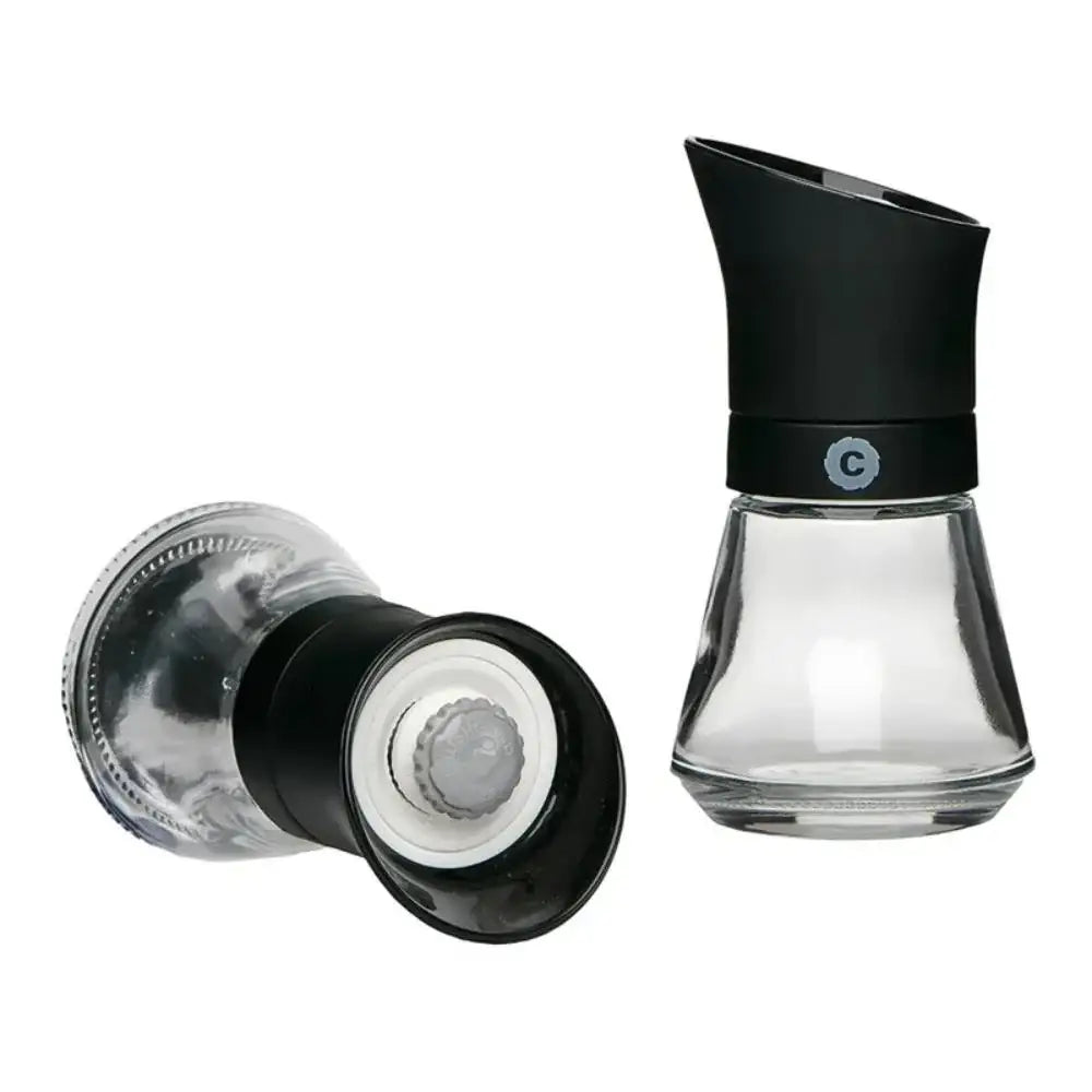 CrushGrind Kala glass spice grinder with black top, premium kitchenware at Cookin Stores