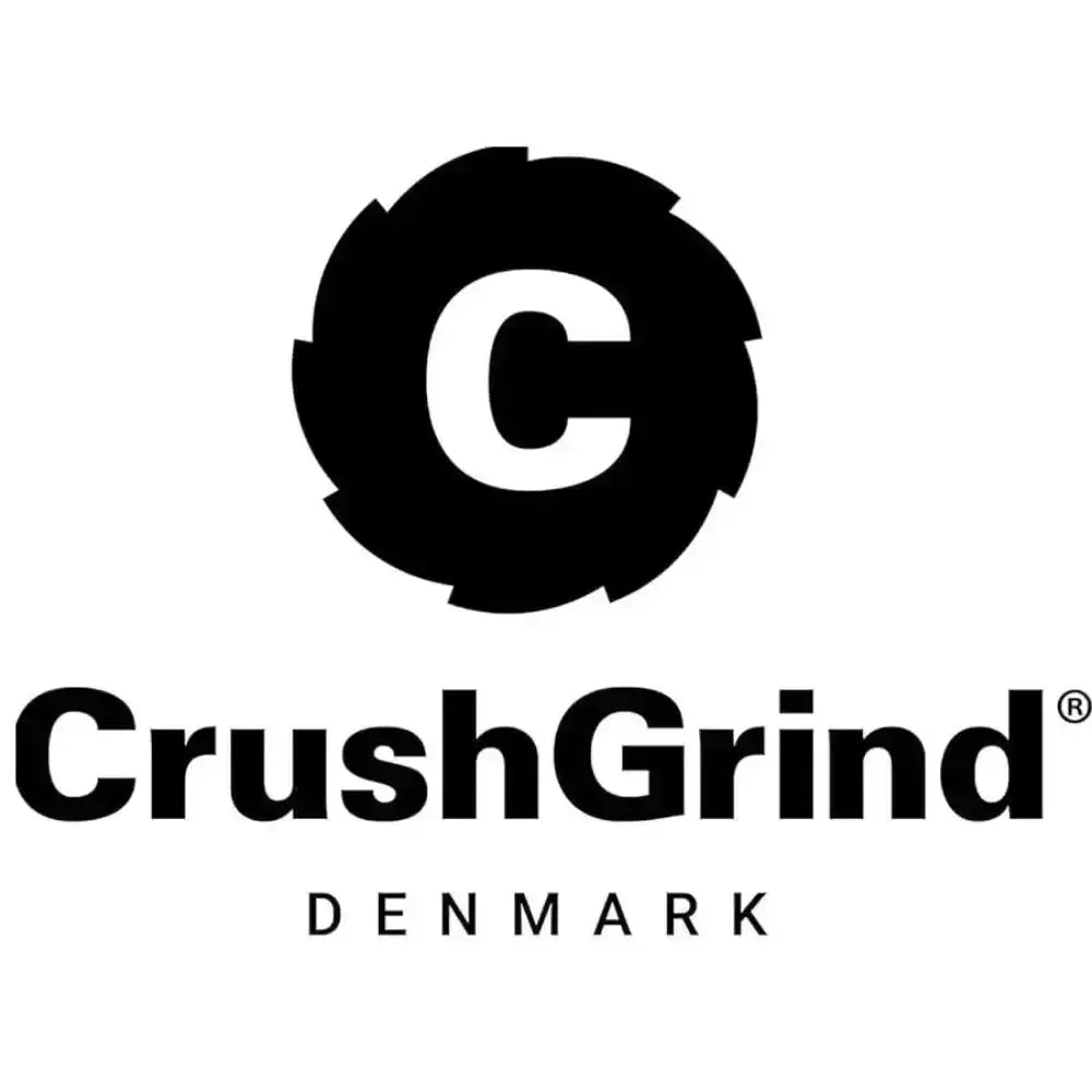 CrushGrind Denmark black and white logo, circular icon with bold C, kitchenware brand