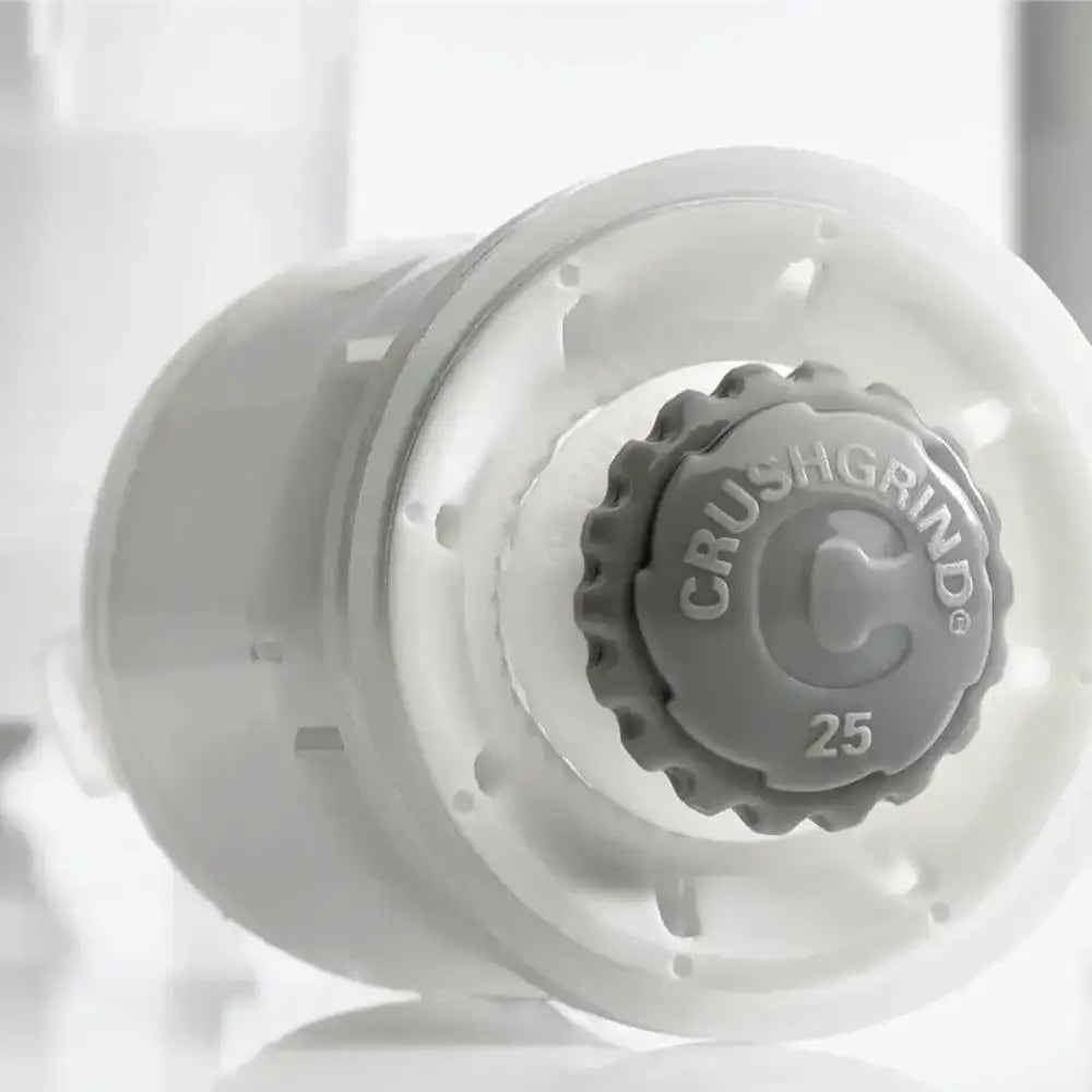 Close-up of CrushGrind grinder mechanism with grey knob, kitchenware at Cookin Stores