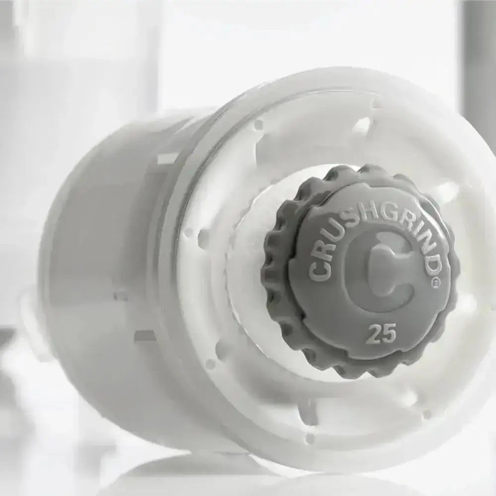 Close-up of CrushGrind grinder mechanism with grey knob, kitchenware at Cookin Stores