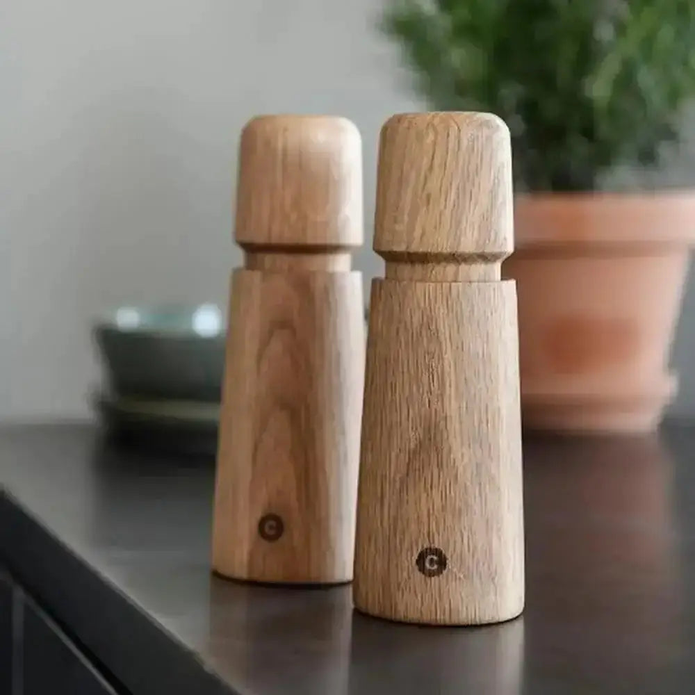 Crushgrind oak salt or pepper grinder on kitchen counter at Cookin Stores