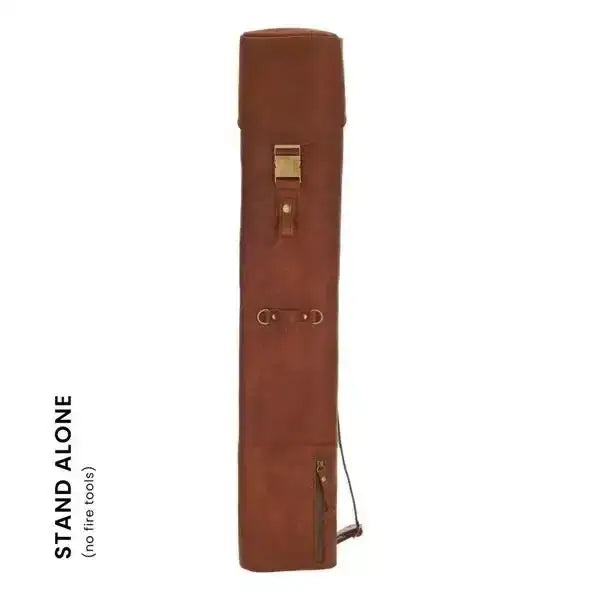 Brown leather jack sack case with brass buckle, premium kitchenware accessory at Cookin Stores.